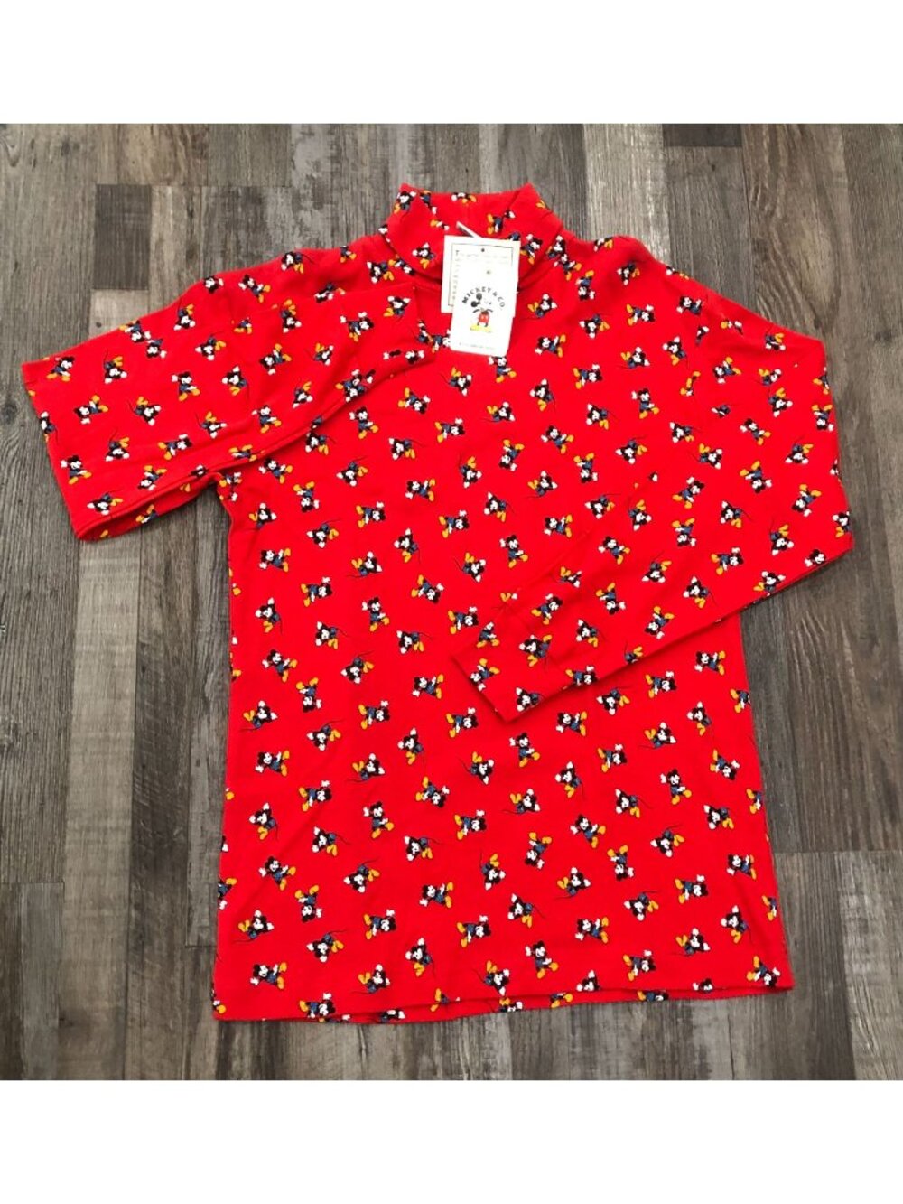 Vtg Mickey & Co Womens Medium All Over Print Turtleneck Shirt New with Tags